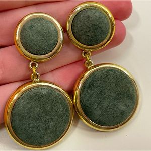 Vintage 70’s Real SUEDE LEATHER Hippie Boho Fall Autumn Disco Oversized Earrings